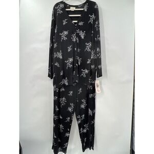 Lord & Taylor Women's 3X Pant Suit Set Black Silver Floral NOS Glam Night Weddig
